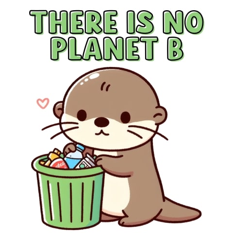 No Planet B Cute Otter Recycling Art