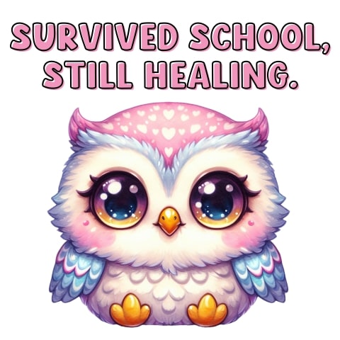 Survived School Still Healing Cute Owl Art