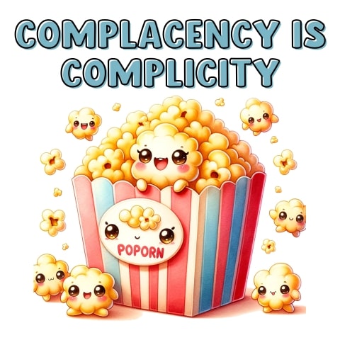 Complacency Is Complicity Cute Popcorn Art